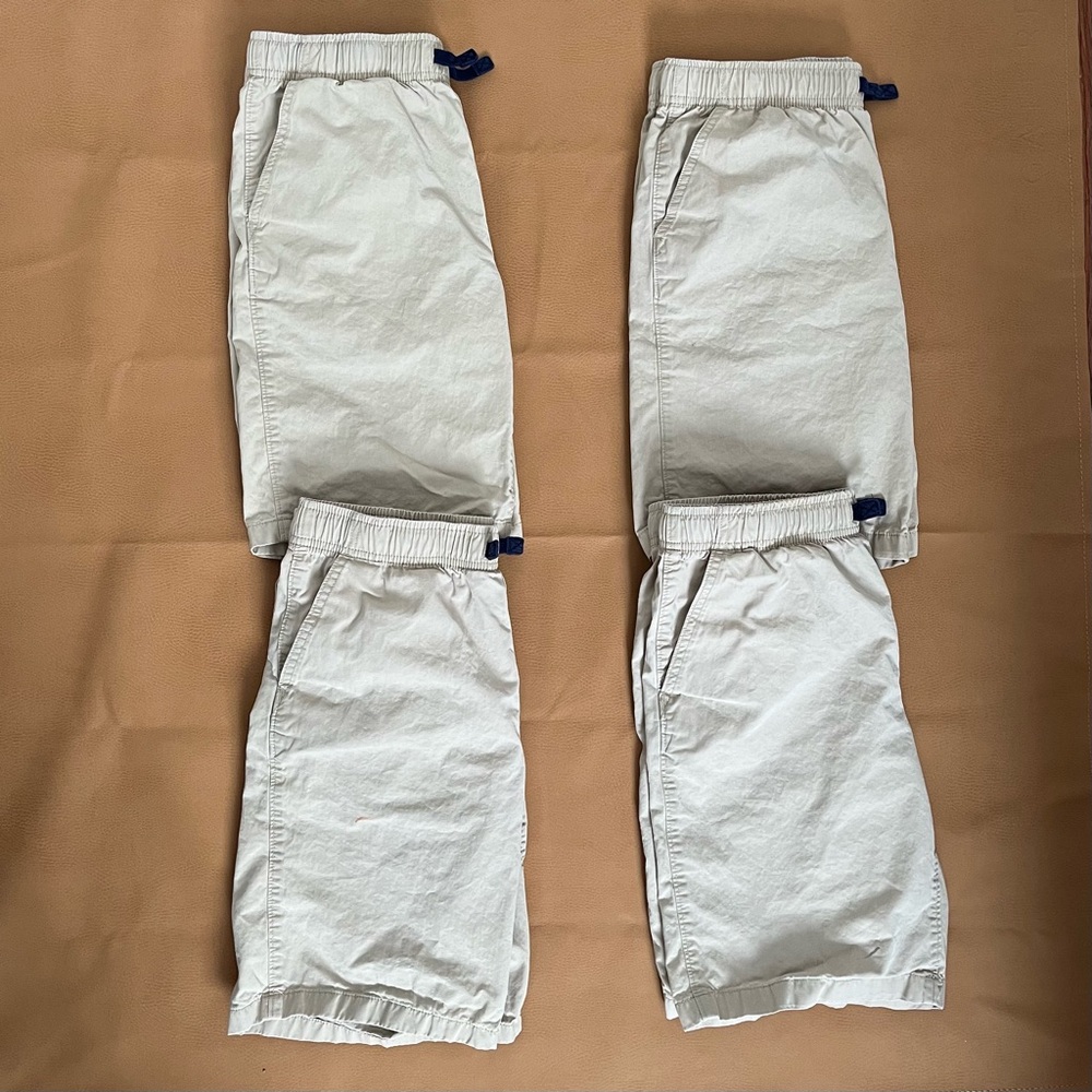 Lands End (4) Pair Elastic waist Khaki Shorts Boys Size 14/16